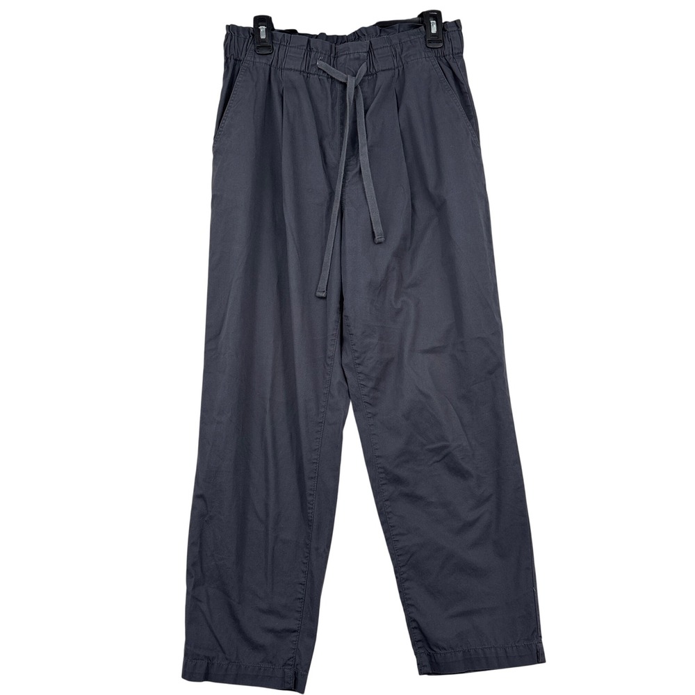 LOFT Paperbag Waist Pants Size M Blue Gray Pleated Cotton Drawstring Trousers